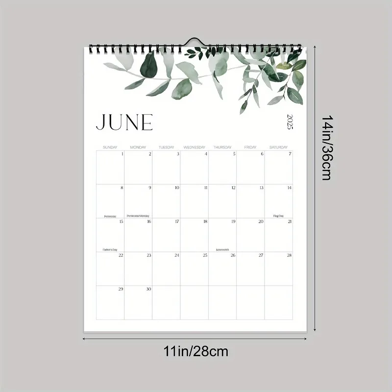 English Calendar 2025 Minimalist Yo Coil Wall Calendar Spacious Monthly Layout Easy-to-read Numbers Letters Calendar