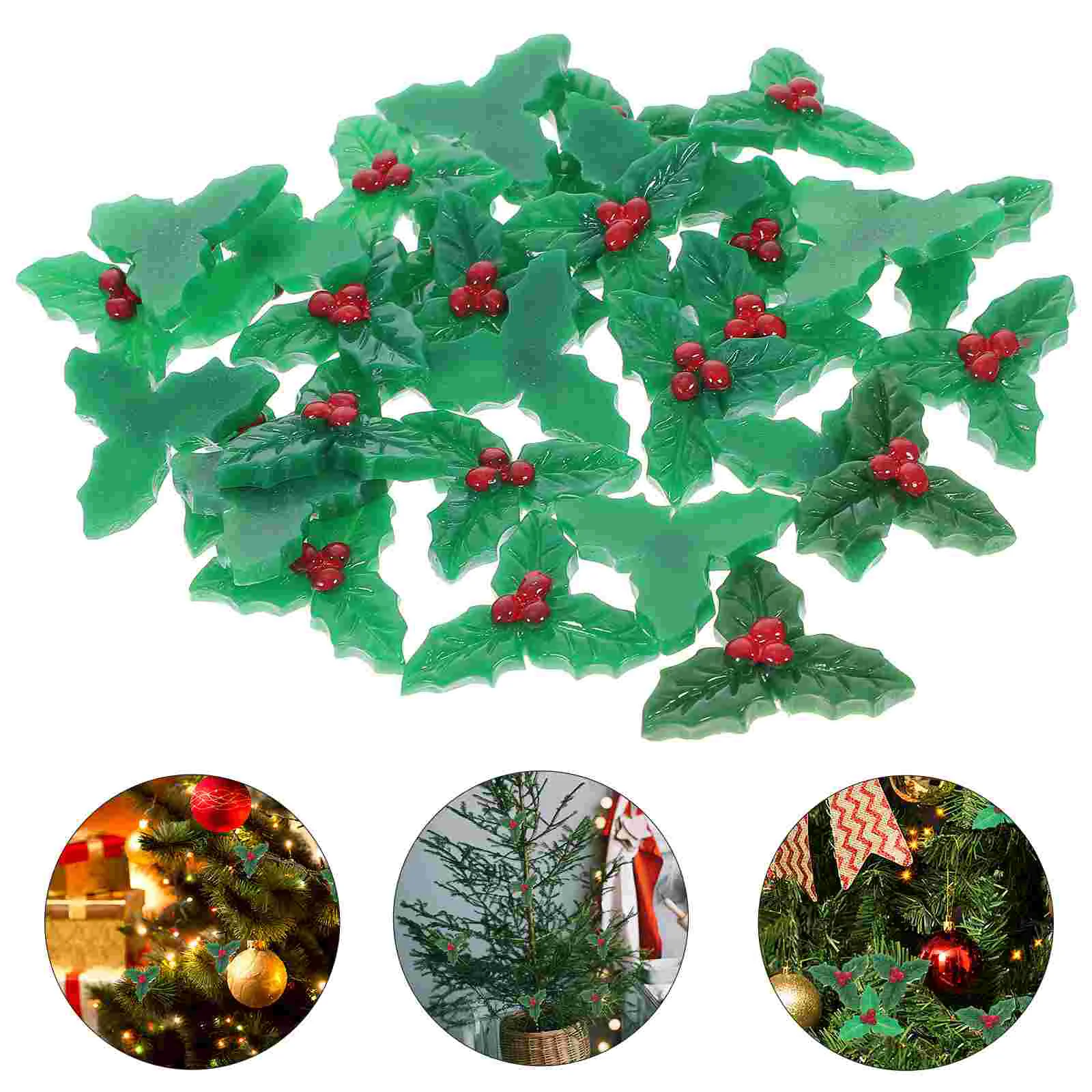 

30 Pcs Confetti Christmas Micro Landscape Moss Decor Mini Ornaments Filler Leaves Craft Resin Outdoor Decorations