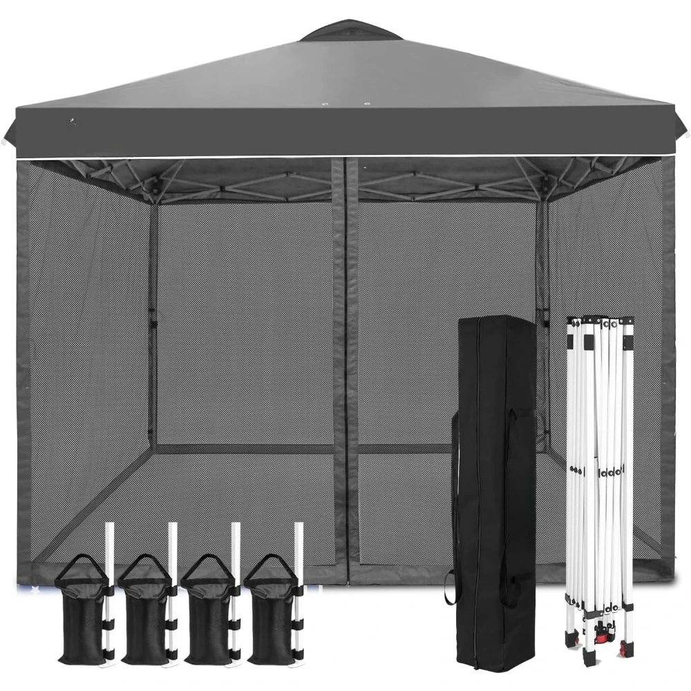 مظلة خارجية سهلة المنبثقة مقاس 10 × 10 مع شبكة، وخيمة حفلات شاشة فورية مع جدران جانبية شبكية #1
