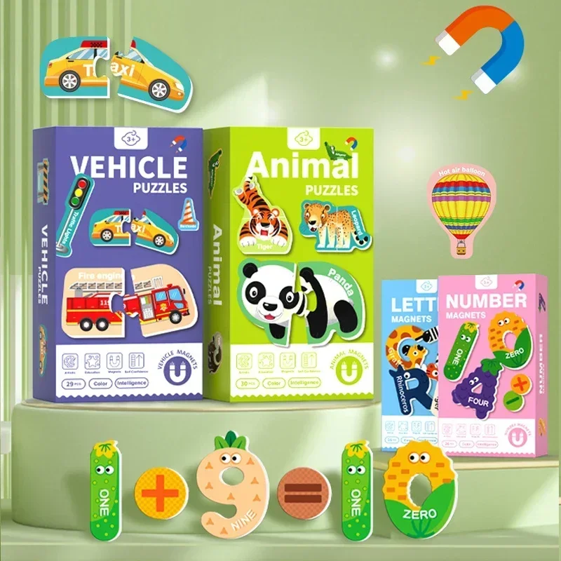 

New Magnetic Refrigerator Stickers Montessori 3D Cognitive Puzzle Alphabet Matching Educational Toys for Children Kids Gifts