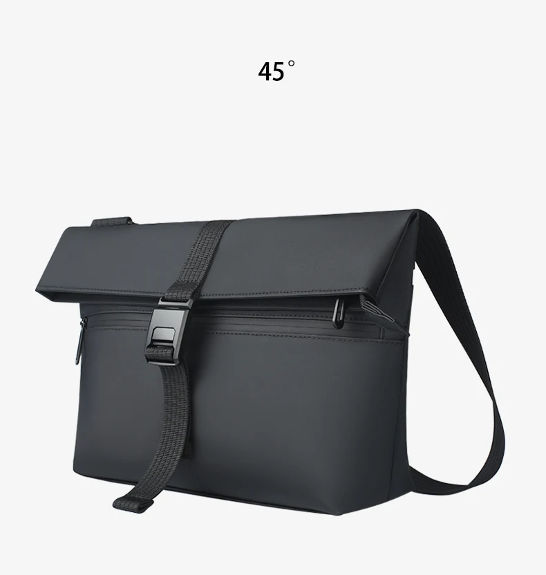 HcanKcan Umhängetasche für Herren, wasserdichte Umhängetasche, passend für 13-Zoll-Laptops, Hüfttasche, große Kapazität, Messenger-Tasche, schwarze Seitentasche – Detail 12