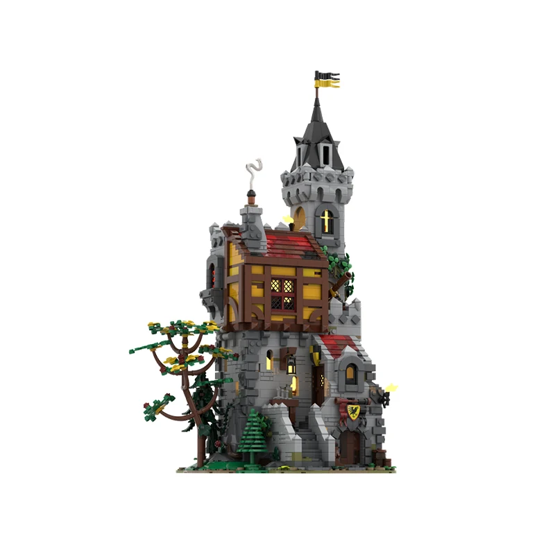 Bloc de construction MOC série médiévale corbeau château du seigneur, modèle d'assemblage d'architecture modulaire, jouets en brique de haute technologie, cadeaux de noël