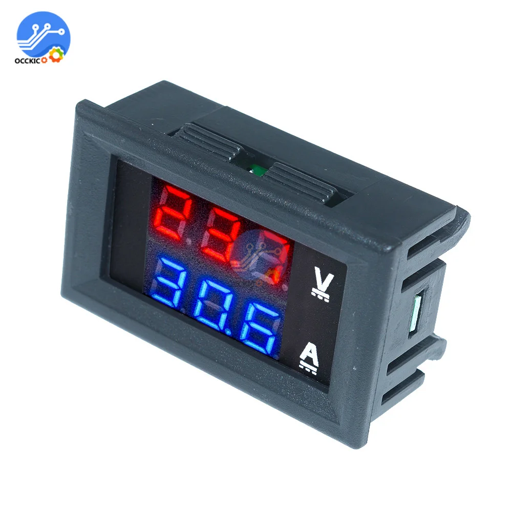 Mini voltímetro Digital amperímetro DC 100V 10A, Panel Amp, voltímetro, medidor de corriente, probador de 0,56 ", azul + rojo, pantalla LED Dual