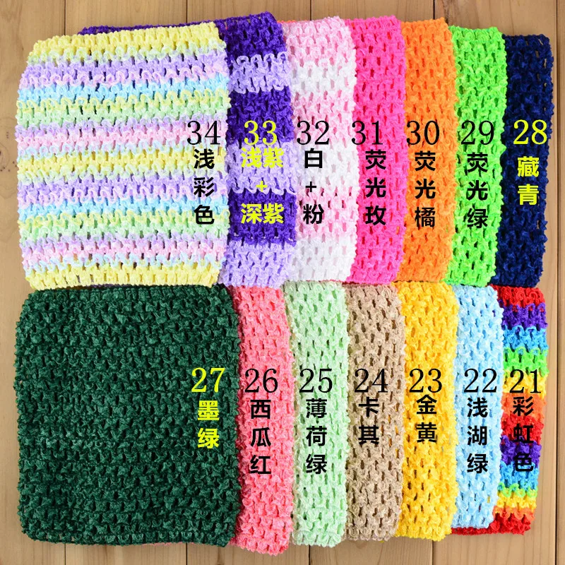 80 stks Groothandel Hot Koop 6 inch Koreaanse Zijde Gehaakte Borst Wrap Hoofdband 15x15 cm Kids Borst Wrap Diy 38 Kleuren