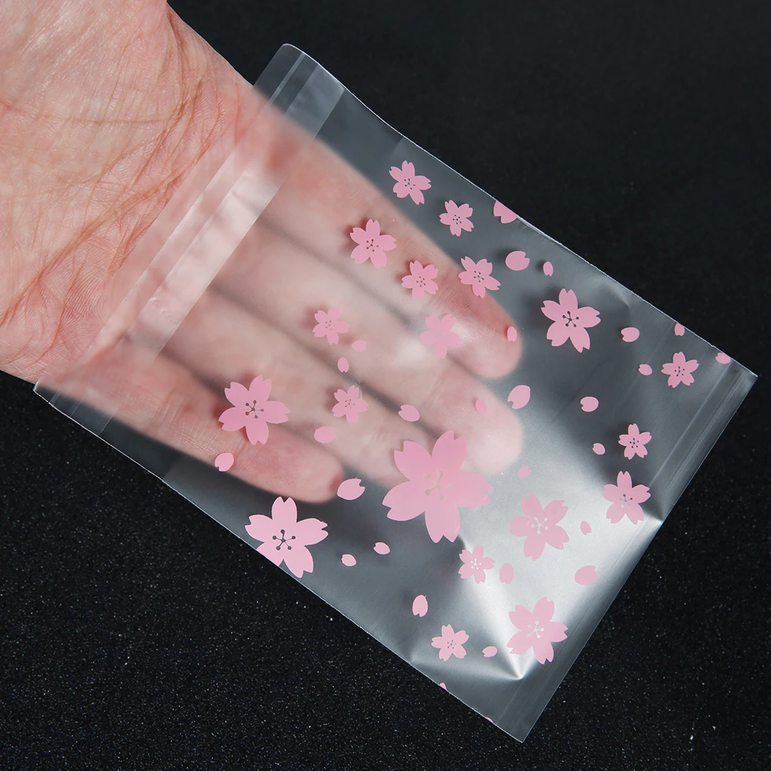 100pcs Multi Size Sakura frosted translucent Self-Adhesive bag Snack Candy Cookie Bag Gift Bags Wedding Birthday Party Supplies