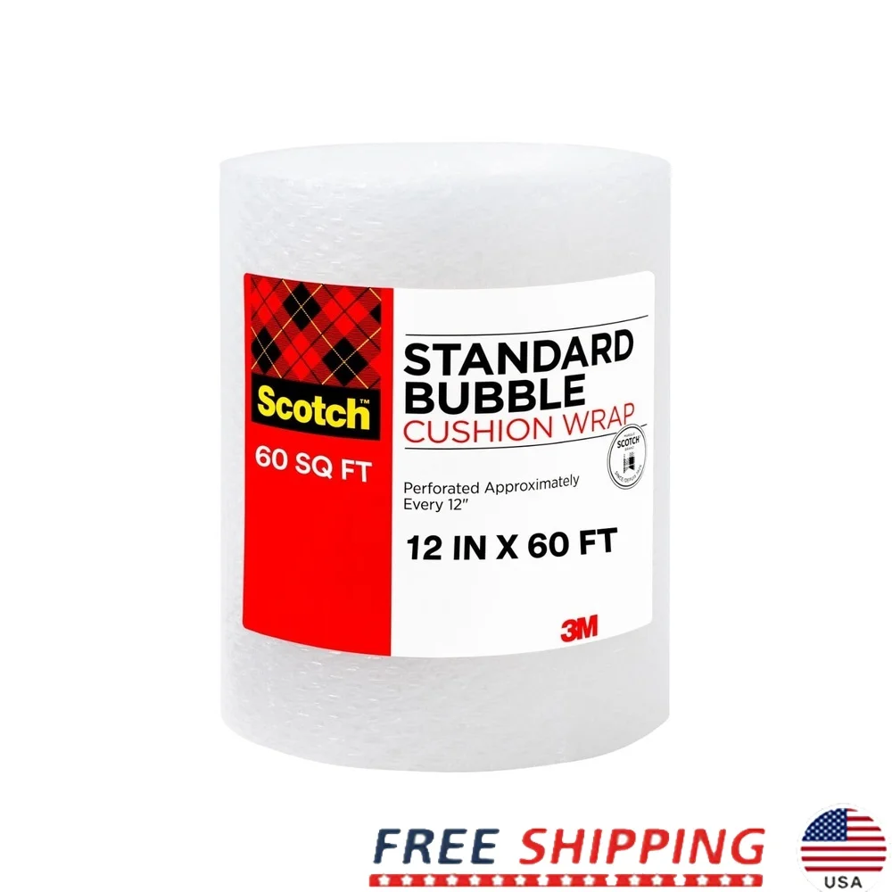 Envoltura de cojín de burbujas resistente, rollo perforado de 60 pies x 12 pulgadas, embalaje de envío, almacenamiento, protección de artículos delicados