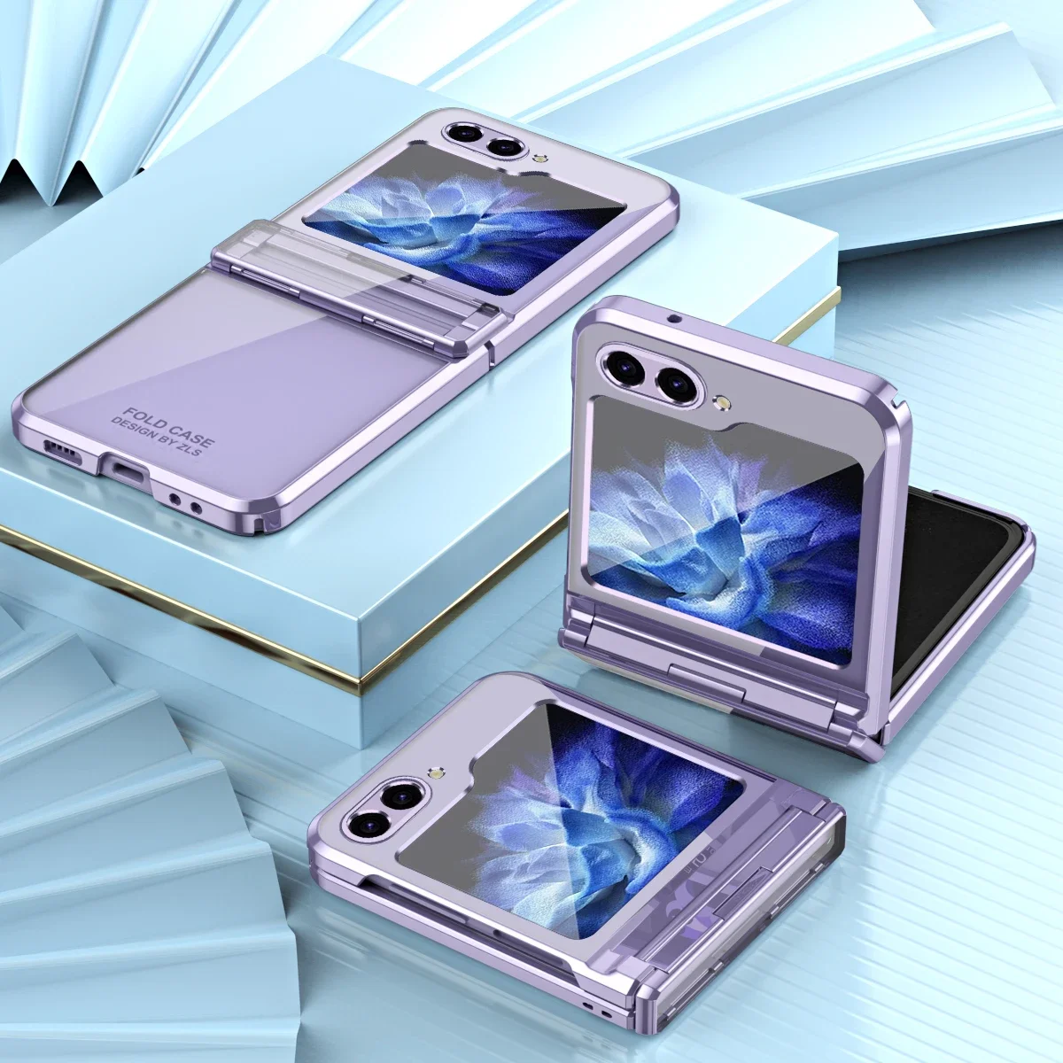 Klare galvanisierte PC-Handyhülle mit goldenem Rahmen für Samsung Z Flip 7, FE 6, 5, 4, 3, Flip6, Flip5, Flip4, Flip3, Scharnier-Schutzhülle