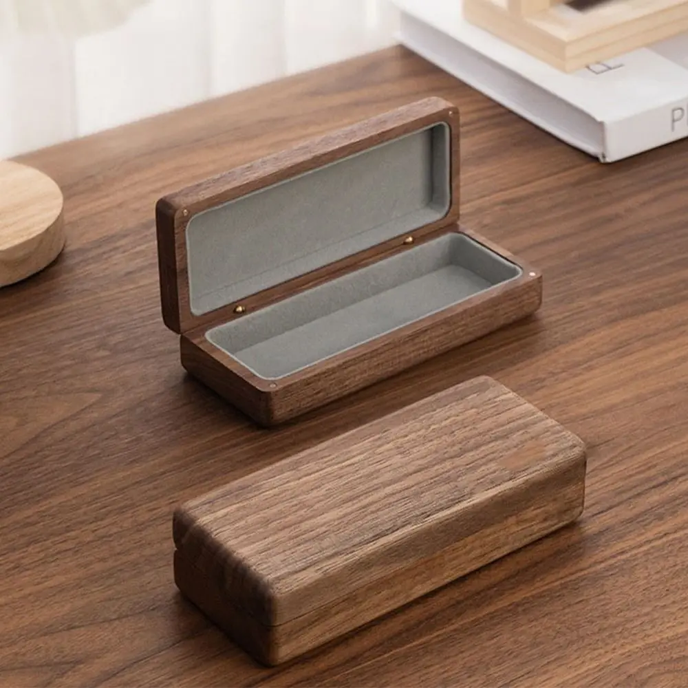 

Retro Wood Glasses Case Magnetic Buckle Large Capacity Eyeglasses Protective Case Anti-Pressure Flocking Inside