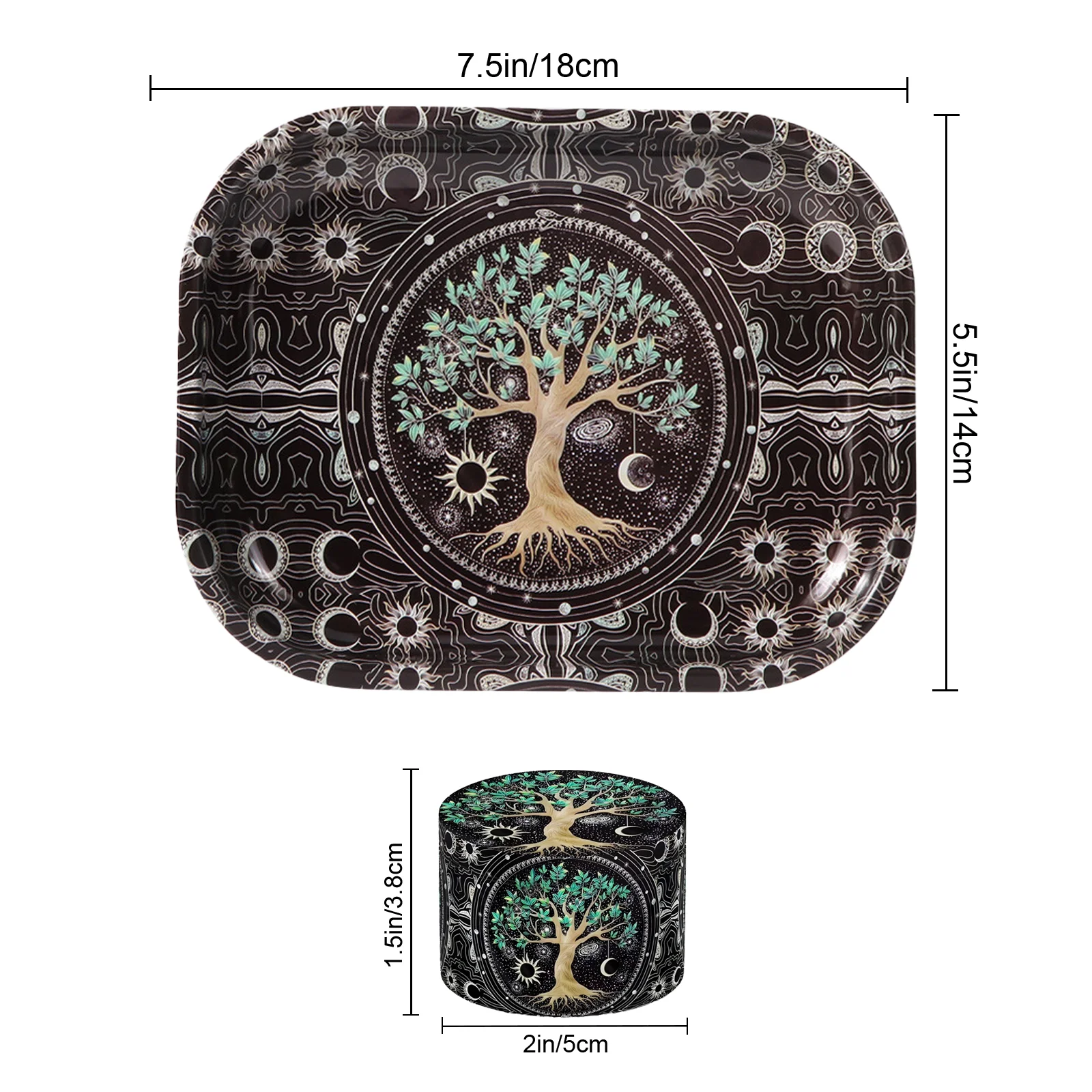 1/2 قطعة صينية ومطحنة شجرة الحياة السوداء #2