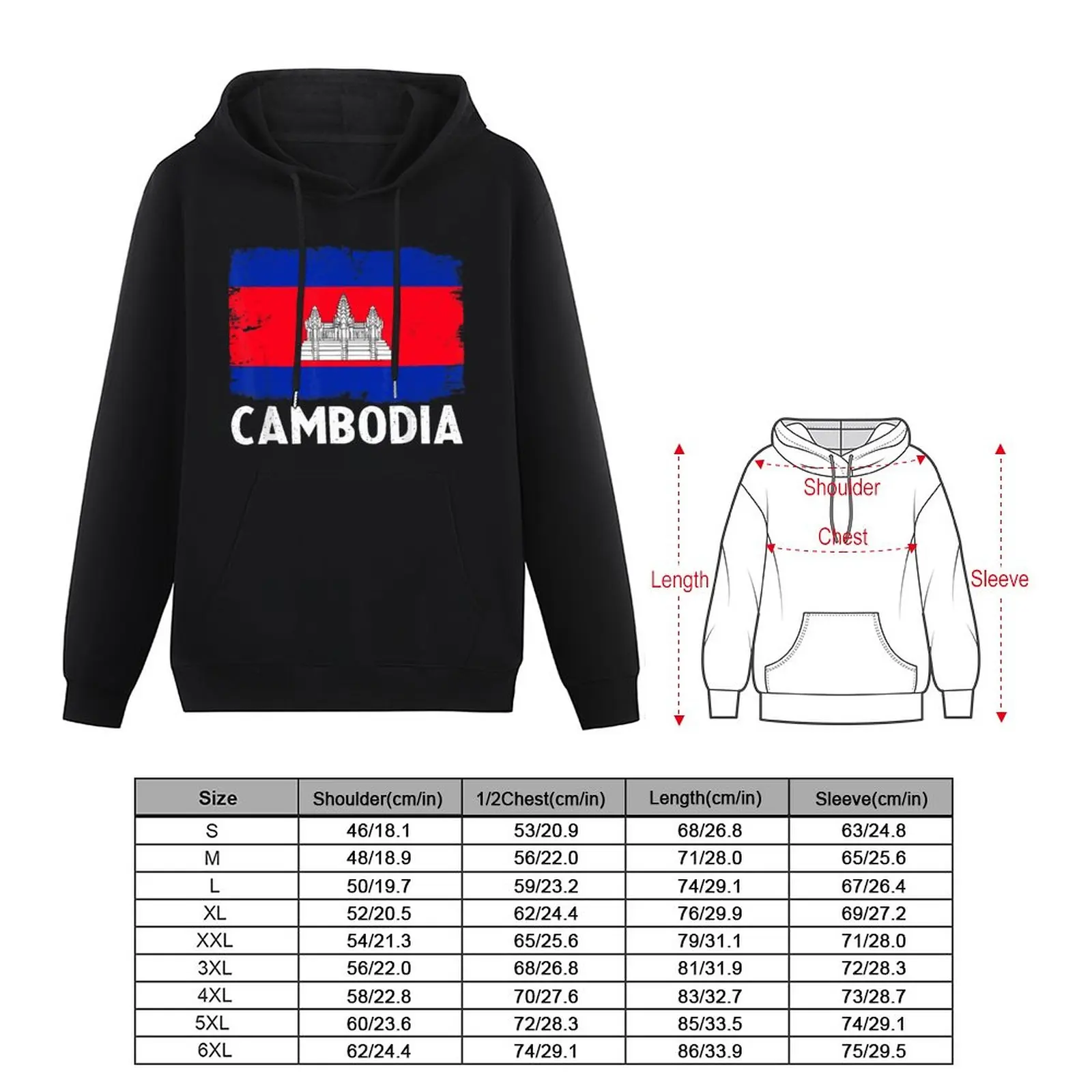 Men Women Hoodies Cambodia Flag Cambodian Country Map Hoodie Pullover Hooded Hip Hop Sweatshirt Cotton Unisex