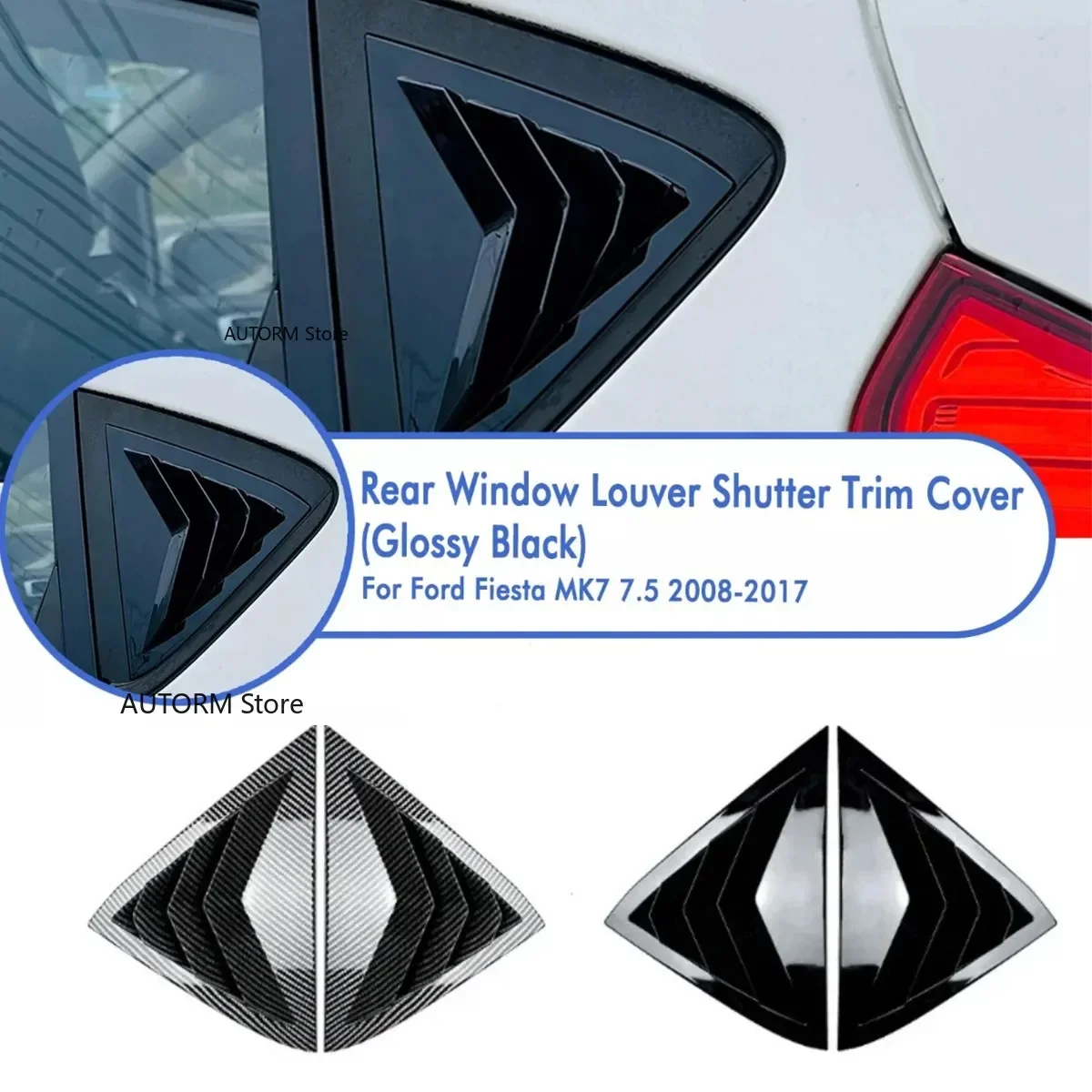 Rear Side Window Shutter Triangle Louver Vent Decoration Modified Accessories For Ford Fiesta MK7 7.5 2008-2017 Fiesta Louver