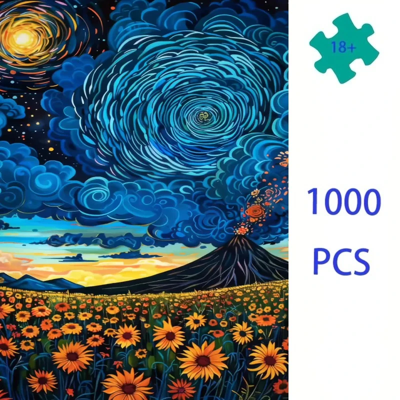 

500/1000 PCS Jigsaw PuzzleVan Gogh Inspired Coastal Village Home Family Activity Games for Gameroom Bedroom Home Decor Frameless