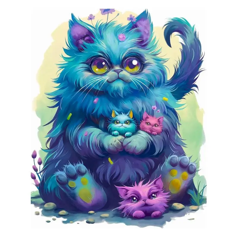

GATYZTORY Cartoon Cat Painting By Numbers Unique Gift Paintings On Number Animal 40x50cm Frameless Art Supplies