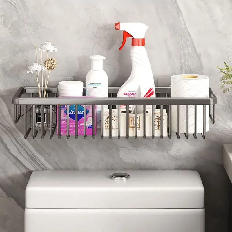 Punch-free Aluminum Alloy Bathroom Storage Basket Rack Above The Toilet 30/40/50CM Storage Rack Bathroom Kitchen