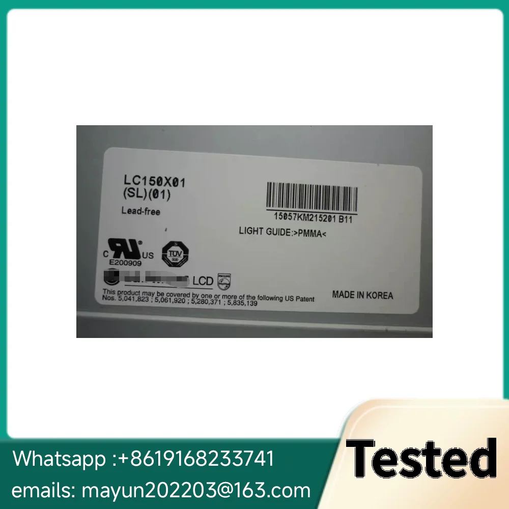 Original Tested LC150X01-SL01 LC150X01(SL)(01) 15.0”Inch Industrial Display LCD Panel 1024x768