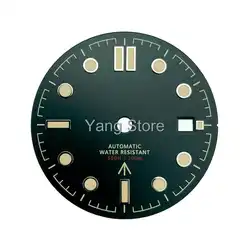 007 No Time to Die 31mm Black Sterile Watch Dial Wristwatch Dial Set Calendar Model For MIYOTA82 ETA2824 Movement Green Luminous