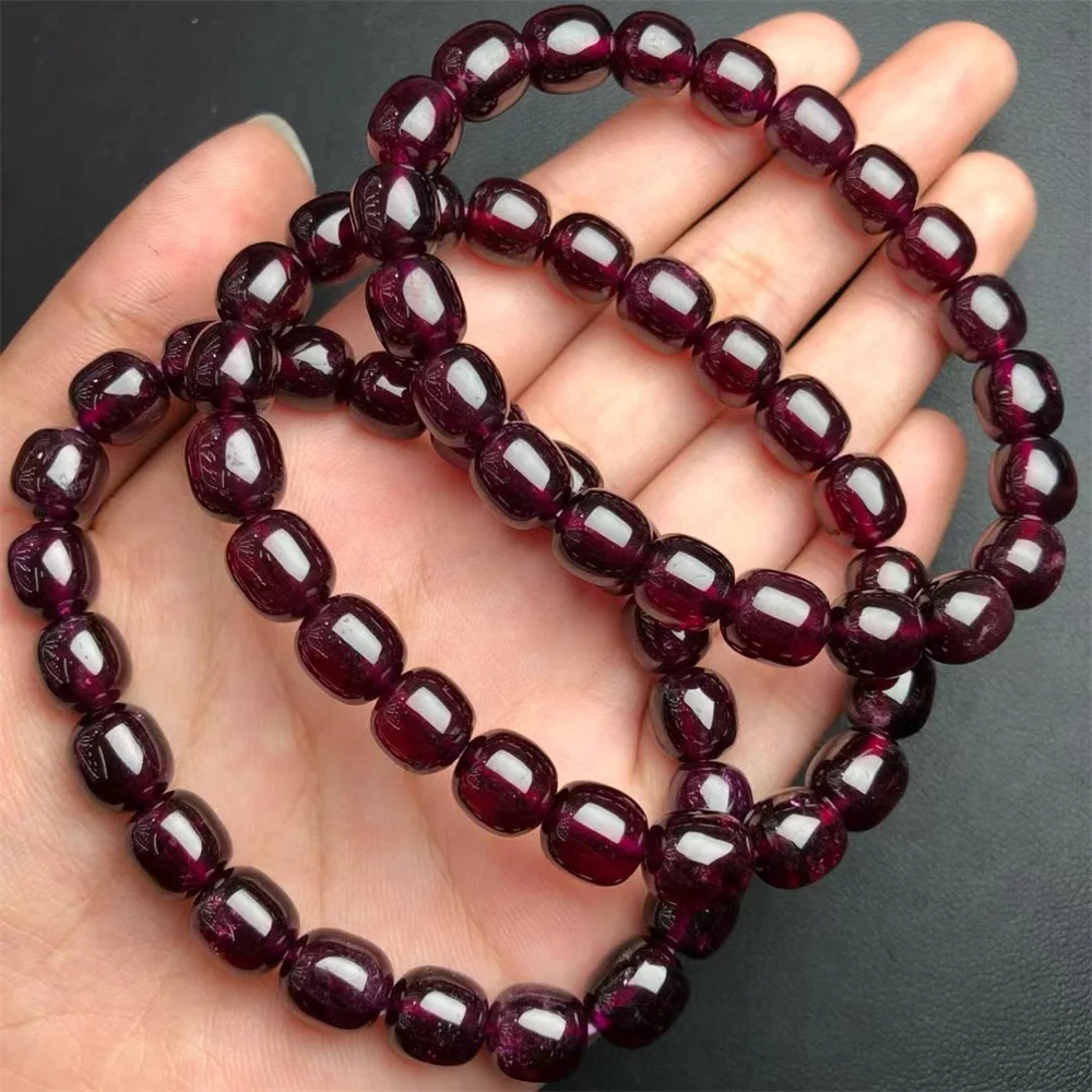 

1 Pc Fengbaowu Natural Purple Garnet Bracelet Barrel Beads Reiki Healing Stone Fashion Jewelry Gift For Women