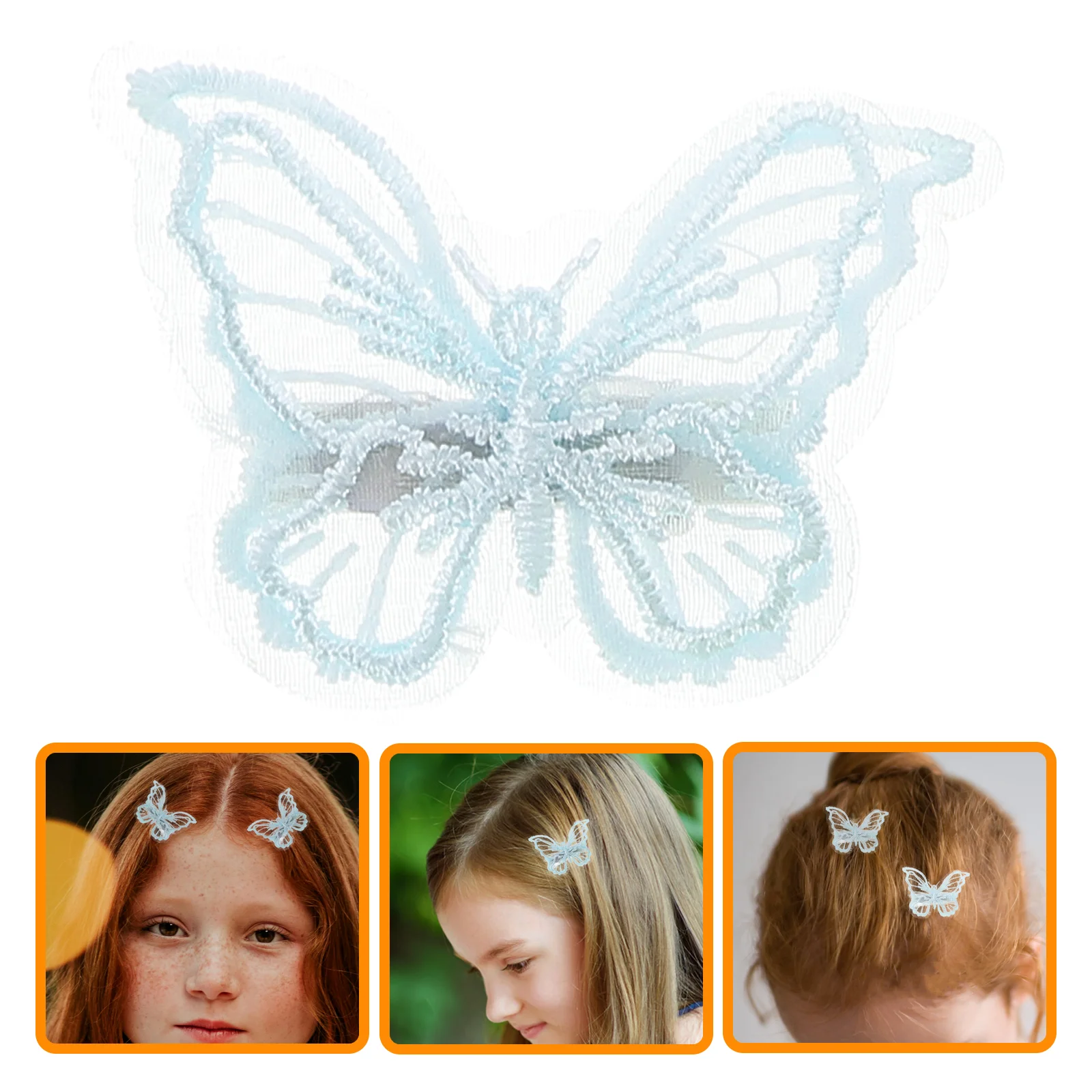 5 Pcs Butterfly Hair Clip Styling Halloween Accessories for Girls Glitter Barrettes Embroidery Headgear Girls’ Birthday Clips