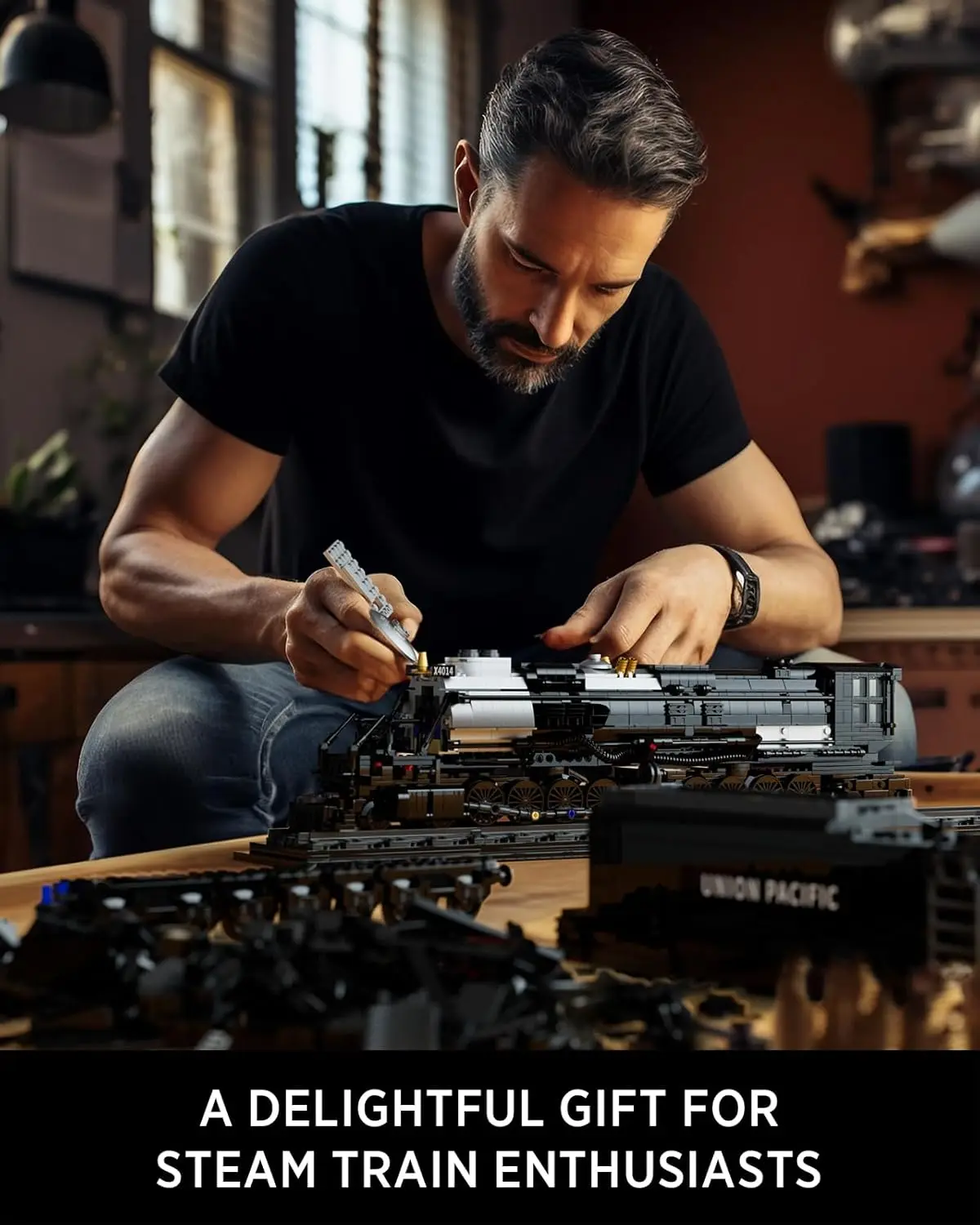 Big Boy Lokomotive, bewegliche Dampflokomotive-Bausteinset, legendäres Dampfzug-Display-Set zum Verschenken (1,818 Pi