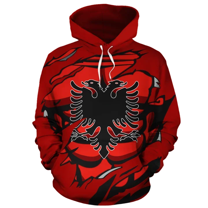 Men's Hoodie Women's Sweatshirt Funny Albanian Flag - Albanian Casual Sweatshirt Printed Casual Hoodie Striped Dress