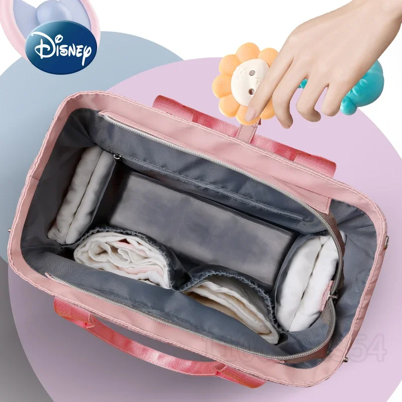 Disney Minnie New Diaper Backpack Luxury Brand Original Baby Diaper Bag Cartoon Fashion Baby Bag Waterproof Portable Diaper Bag