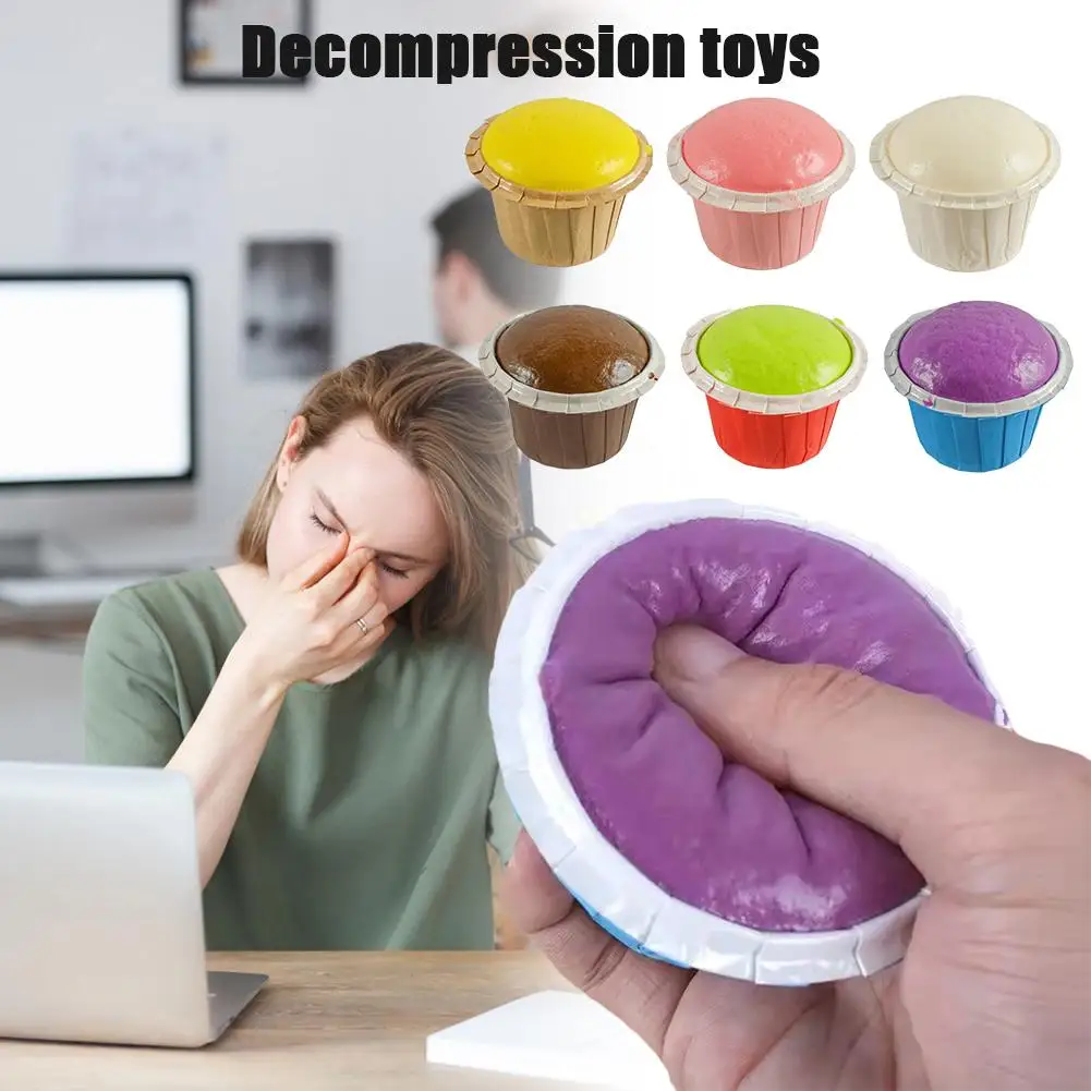 

Sticky Slow Rebound Cupcake Stress Relief Toys Simulated Bread Decompression Toy For Children Adults Gifts For Fun Squezee B4Y5