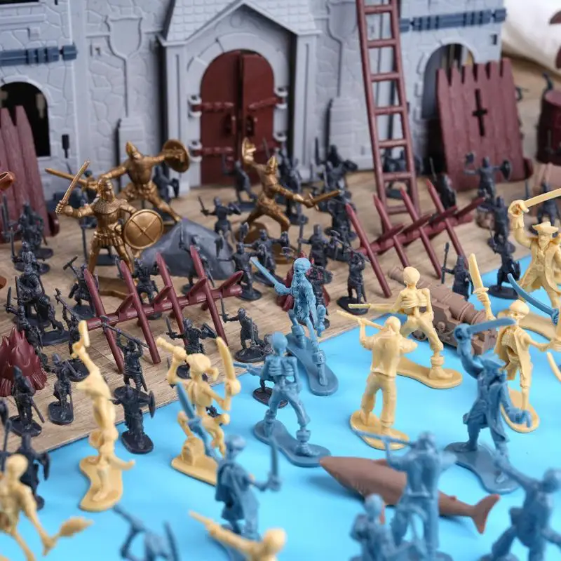 Simulation Castle Medieval Mercenary Stronghold Military Sand Table Soldier Assembly Model Sand table Scene Ornaments