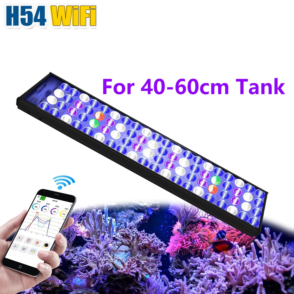 PopBloom-LED Marine Aquarium Light, Growing Power Lamp for Reef Coral, Saltwater Tank, 60cm, 24