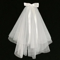 Bride with double layer pearl ribbon bow tie headdress rolled edge mesh red photo headdress children's luminous headdress
