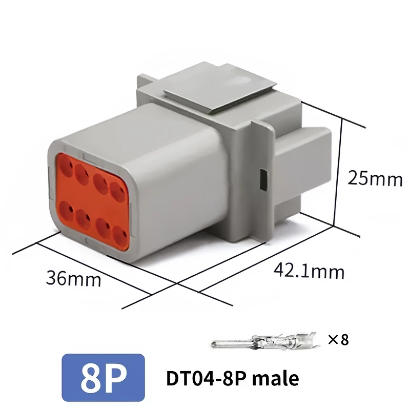DT06-8S & DT04-8P 8-Pin Deutsch Type DT Series Waterproof Connector - Heavy Duty Automotive Plug for Truck Wire Harness T&I Online Store