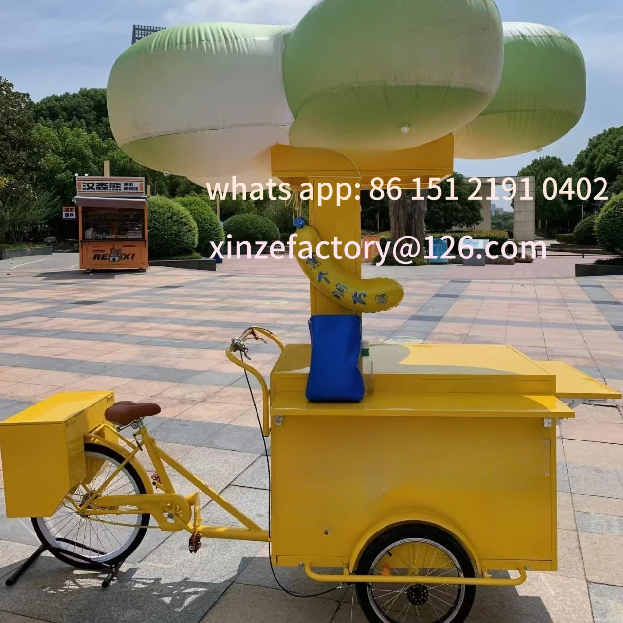 Customizable night market upside down donkey stall tricycle coffee milk tea dining car ice cream promotion mobile display cart view 3