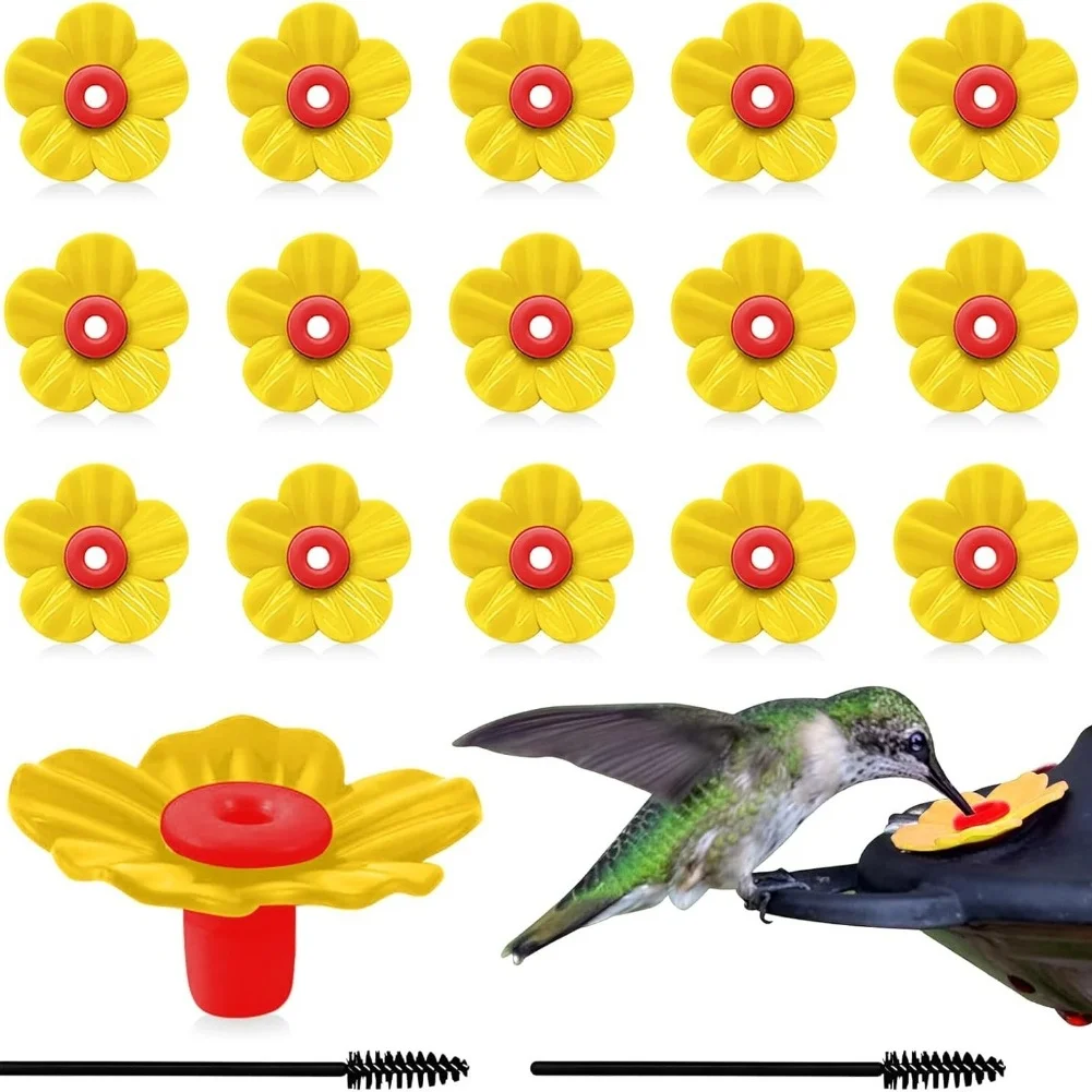 10/15/20pcs Hummingbird Feeder Garden Flower Feeding Accessories Replacement Nectar Ports Plastic Flower Feeder Pet Bird Supply