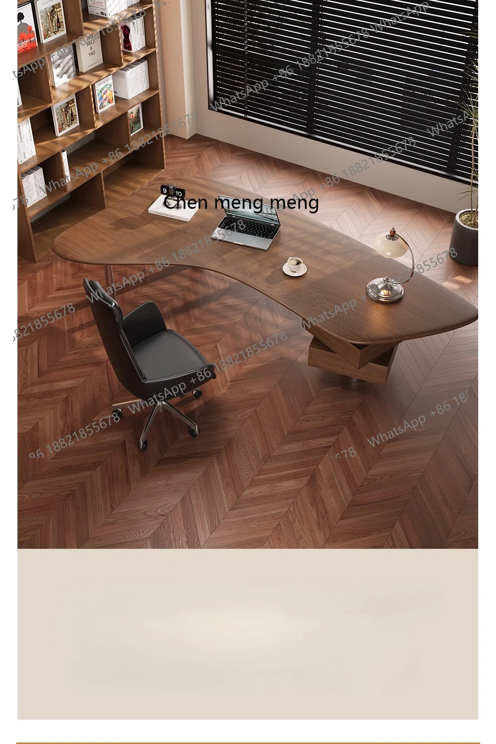 Italian Style Solid Wood Bedroom Computer Desk Study Desk Simple Boss Office Desk Light Luxury High-end Feel