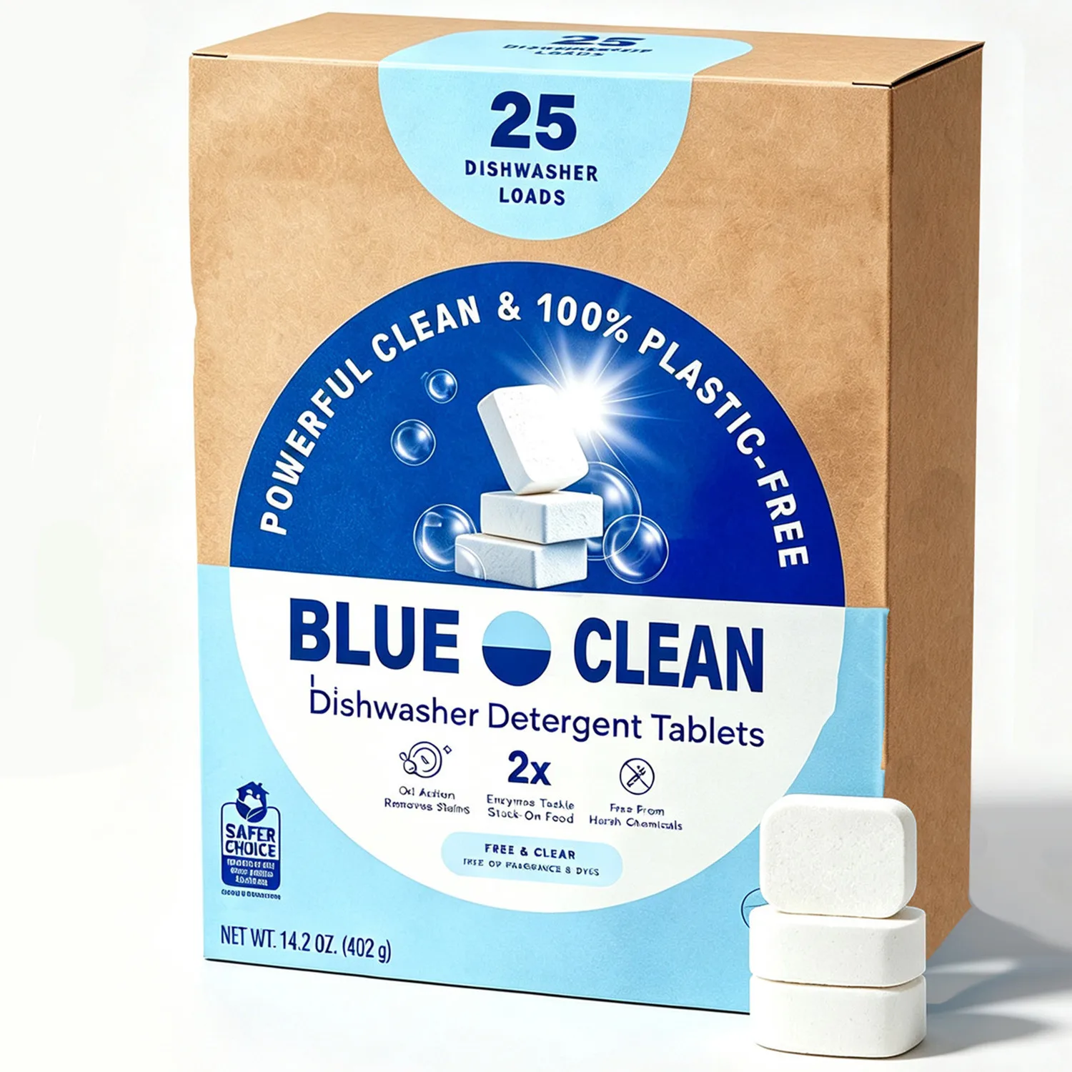 23pcs Plastic-Free Dishwasher Detergent Tablets Eco-Friendly Dishwashing Pods Cuts Grease Stuck Food Rinses Clean