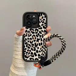 Leopard Print Hang Strap Case for Xiaomi Redmi Note 13 14 Pro 5G 12 14 4G 11 13 14 15 Pro Plus 12S 11S Redmi 15C 15 13C 13 12C