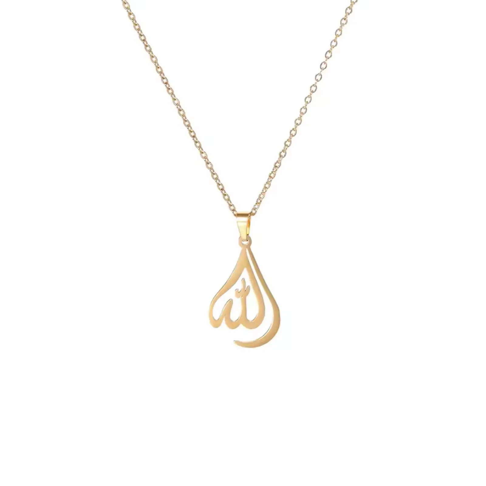 Islamische Muslimische Allah-Symbol-Halskette, Anhänger mit arabischen Buchstaben, Edelstahlschmuck, Geschenk – Detail 1