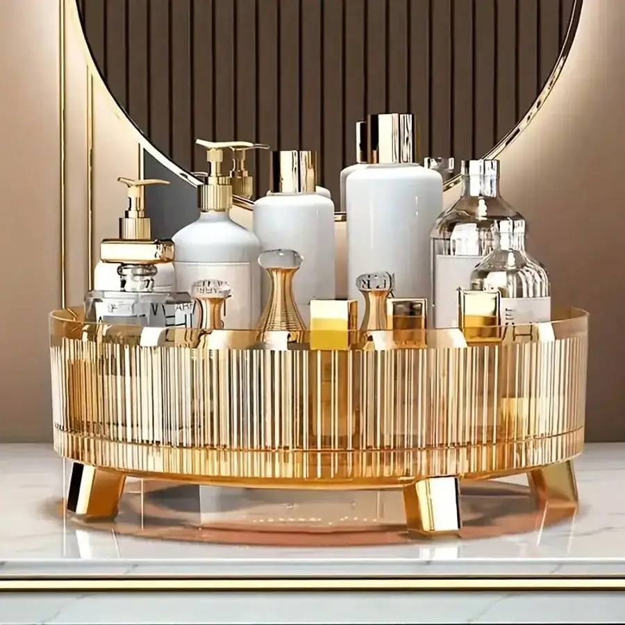 360° Deluxe Rotating Makeup Organizer, Spacious Cosmetic Storage for Vanity, Bathroom and Kitchen Countertops, Holds Perfumes & Beauty Supplies, Ideal for Holiday Gifting