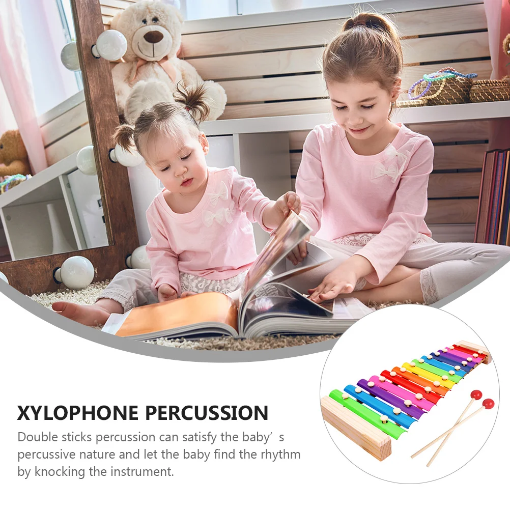 

Xylophone Toy Musical for Toddlers Wooden Colorful Steel Percussion Instruments