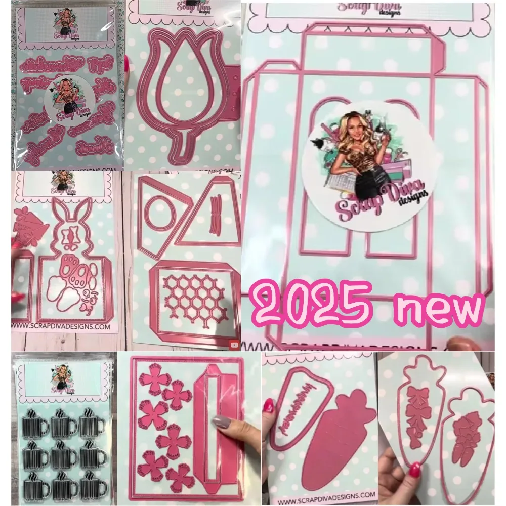 

Металлическая режущая рамка, игральные кости и штампы для 2025 года, новые шаблоны, сделай сам, тюльпан и бабочка, скрапбукинг, изготовление бумаги, ремесла, резки