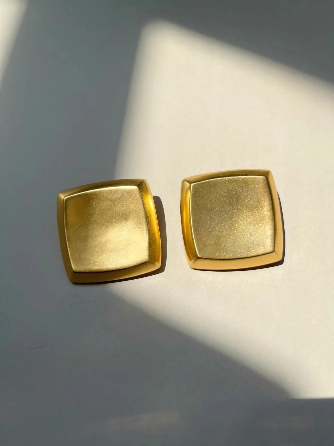 2023 New Simple Stud Earring Exaggerated Large High-end Geometric Square Copper Matte Metal Trendy Earring for Women Jewelry