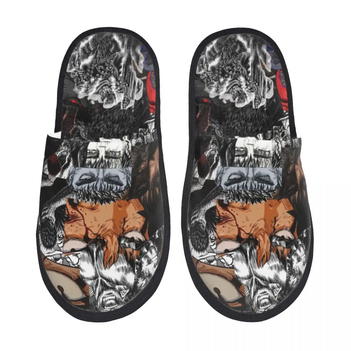 Winter Home Cotton Slippers Japan Anime Berserk Guts Merch Household Fur Slides Slippers Living Room Cozy Non-skid Slides