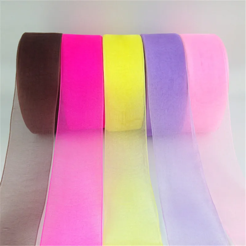 Organza Ribbon for Gift Packing, Wedding Crafts, Christmas Gift Wrap, Handmade DIY, 15mm, 20mm, 25mm, 40mm, 50mm, 50Yards/Roll