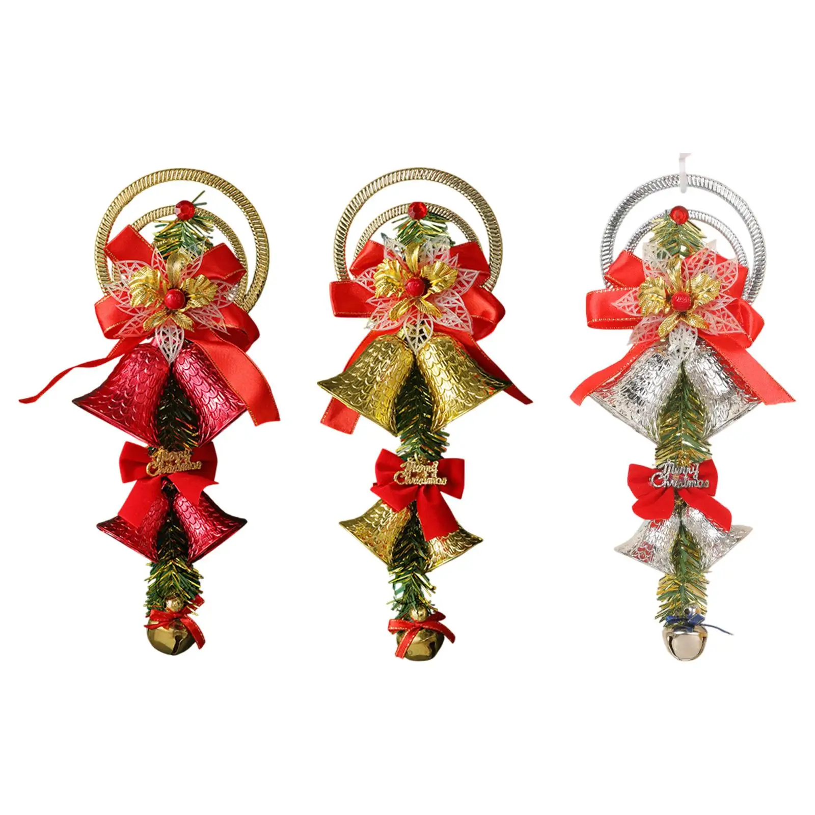 Christmas Bell Ornament,Xmas Tree Hanging Decoration Home Decor with Bowknot Pendant for Shop Festival Engagements Weddings