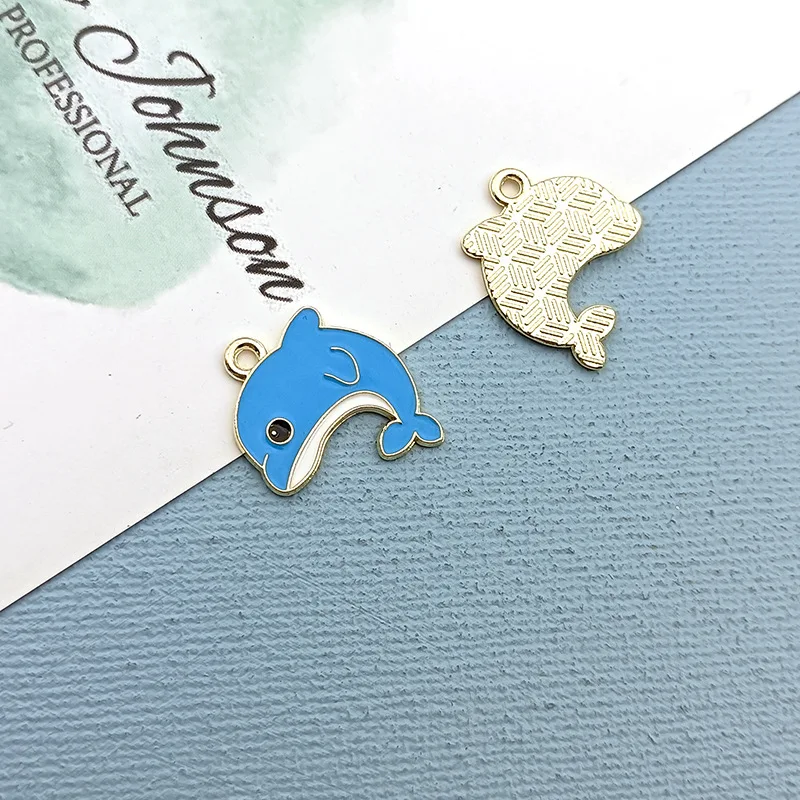 Zinc Alloy Enamel Dolphin Crab Octopus Charms, Pingente Organismo Marinho para Fazer Jóias, Acessórios Artesanais, Novo, 10Pcs