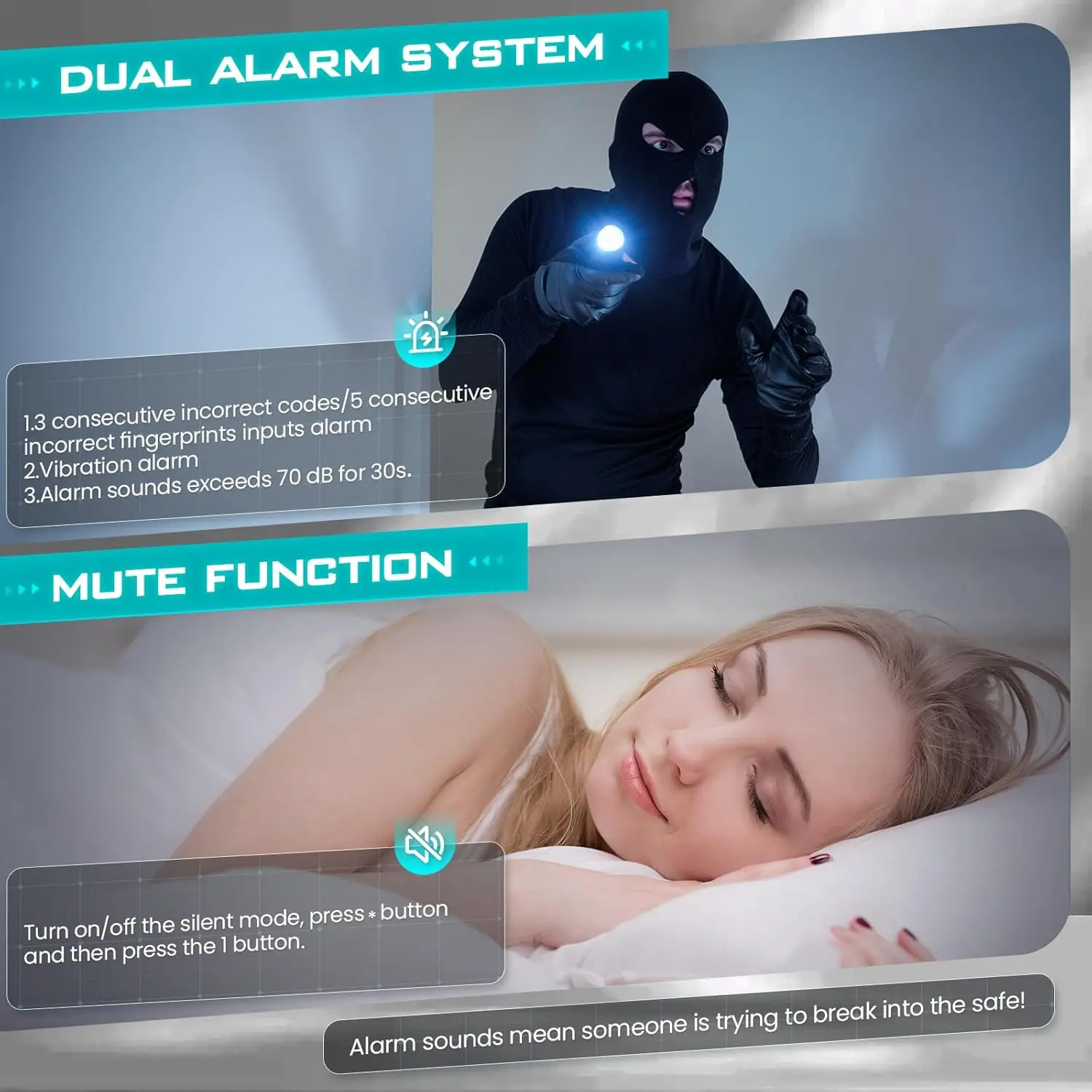 2.0 Cub Biometric Safe Box, Large Home Safe with Drop Slot, Drop Box with Backlit Touch Screes Keypad and Mute Function, Heavy D