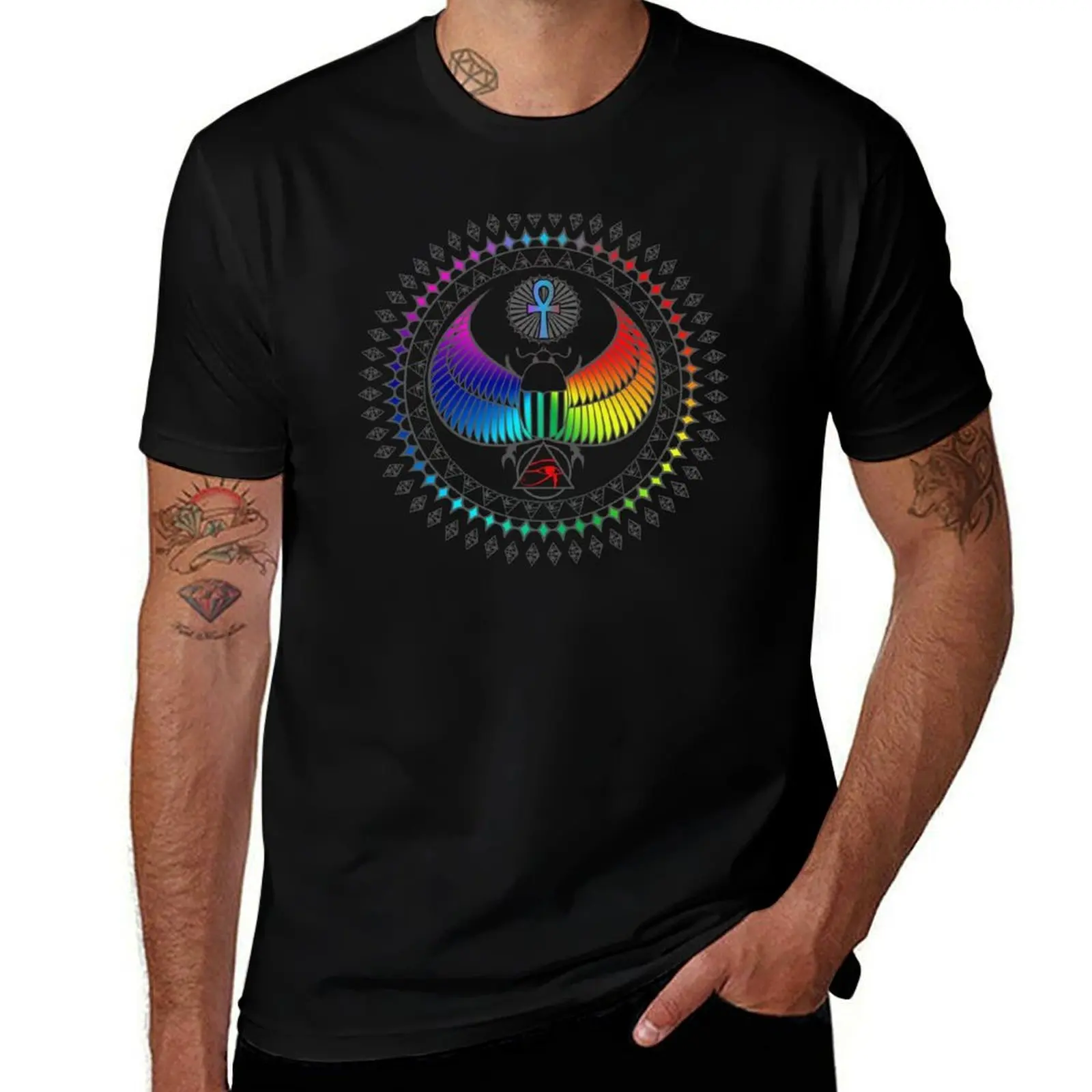 Scarab Beetle Rainbow T-Shirt Lightweight Basic Short Sleeve Shirt T-Shirt