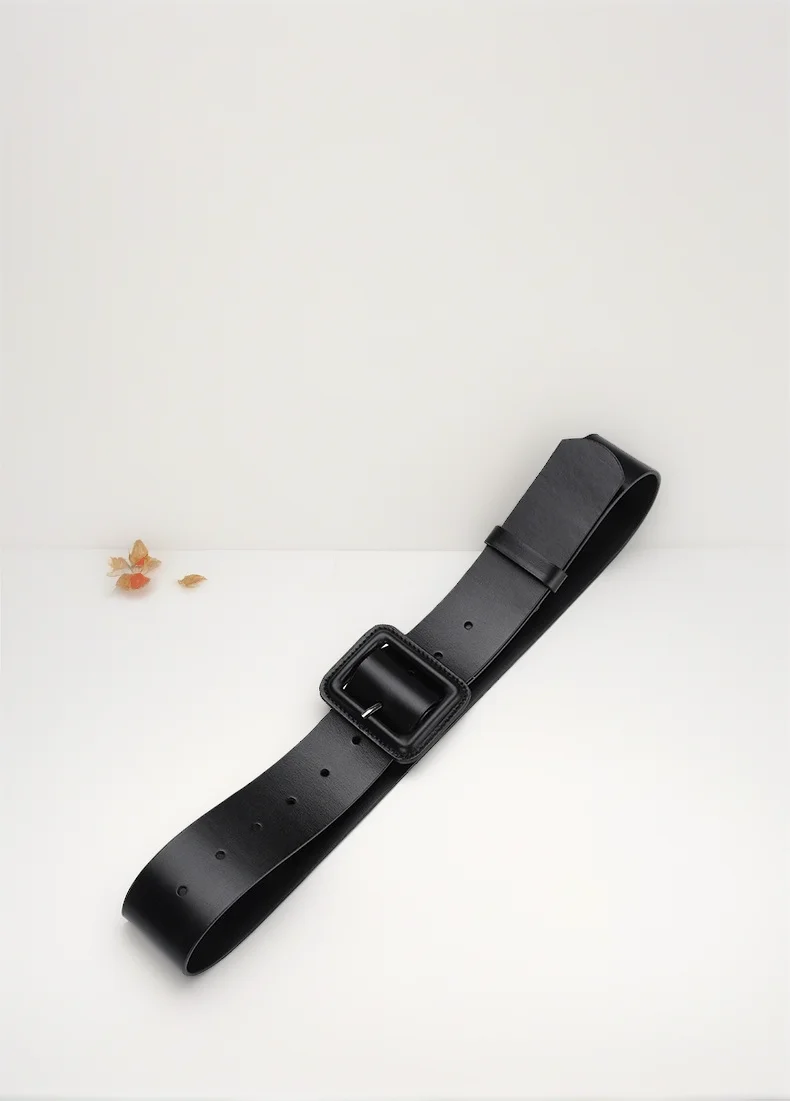 Hochwertiger Damen-Modegürtel aus Rindsleder, Schwarz, 4,5 cm Breit, Vielseitiger Casual- und Alltagsgürtel, Dekorativer Gürtel für Kleider – Detail 7