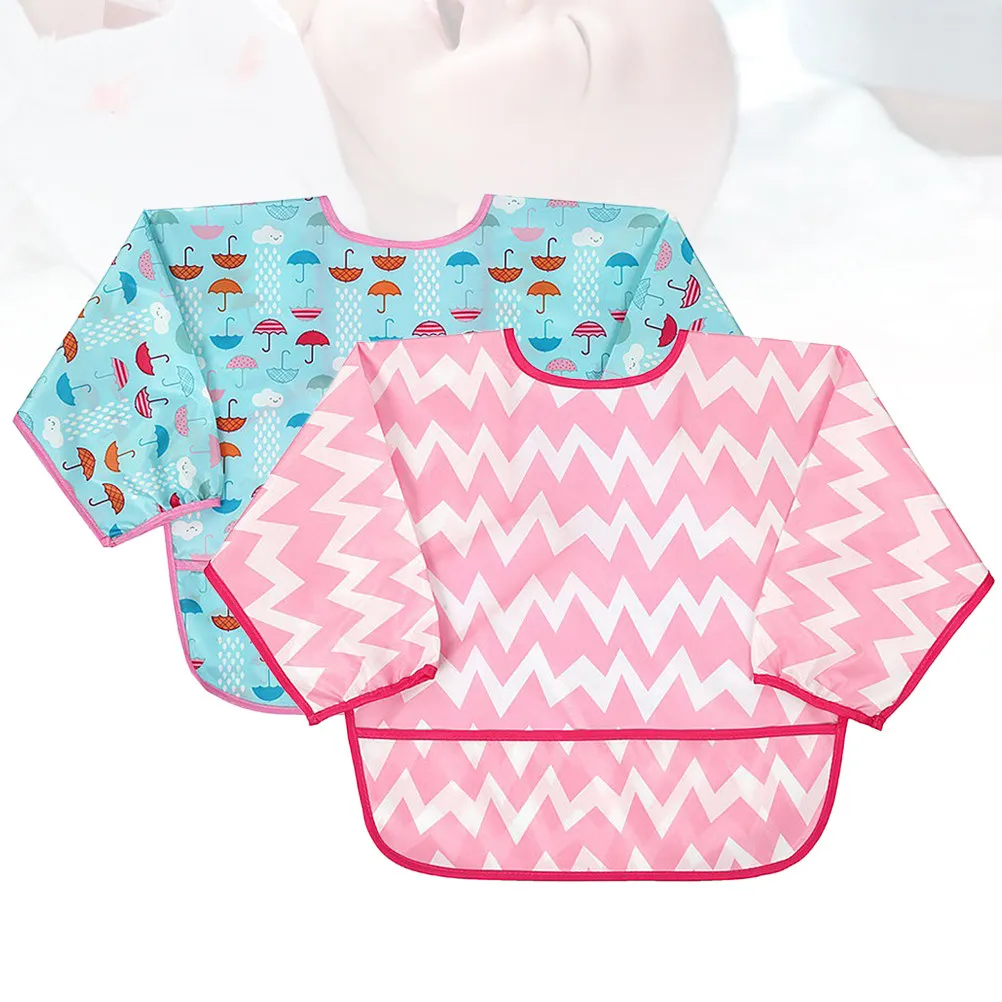 

2 шт. детских фартуков, водонепроницаемые, с длинными рукавами, многоразовые, с мультяшным рисунком, для защиты одежды при приготовлении еды, рисовании, рукоделии