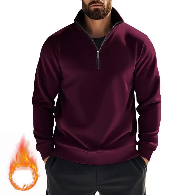 Men Long Sleeve Zipper Pullover Sweater Fit Mock Neck Casual Knitted Polo Sweater Warm Turtleneck Pullover Sweater Work Jumper
