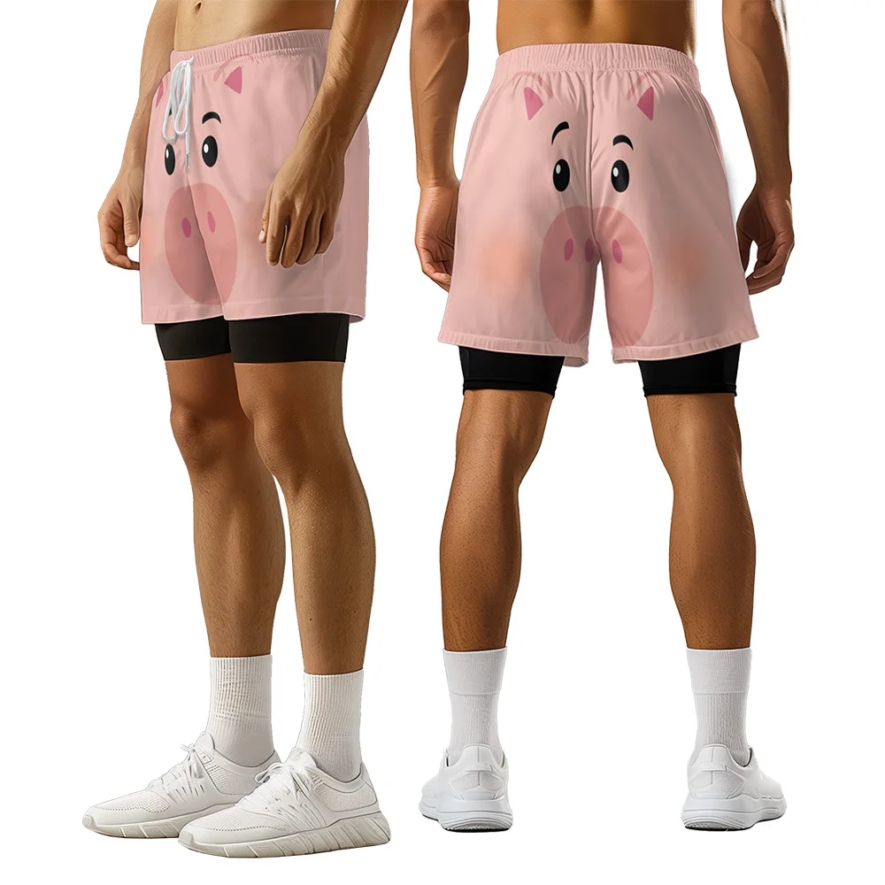 

2024 New original design Cute Piglet Summer trend style 3D advanced printed casual basketball style shorts